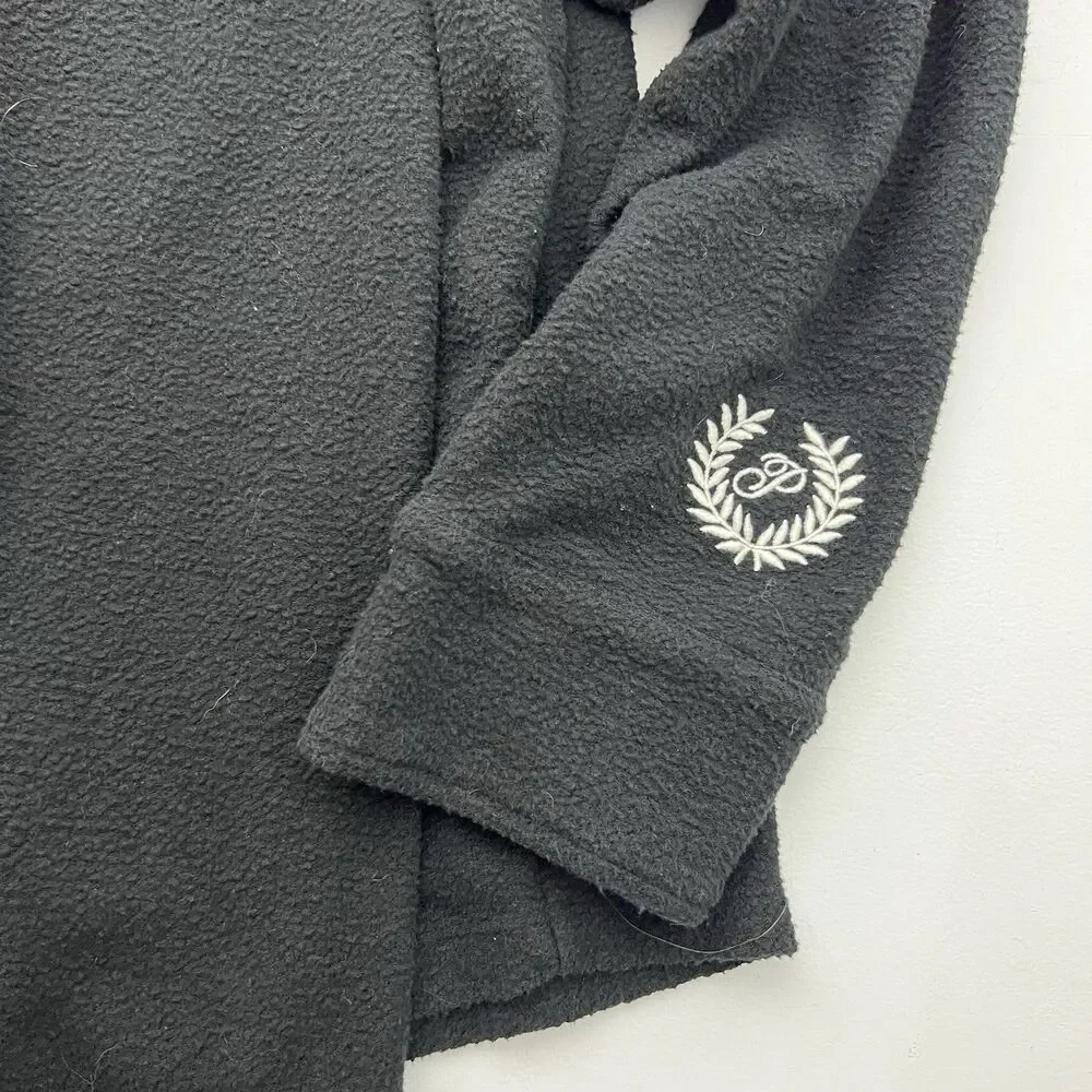 Victorias Secret Pink Shirt Womens XL Black Fleece Button Up Shacket Logo Lounge - Picture 3 of 9